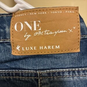 One Teaspoon Denim Jeans in Blue with Tan Stitching